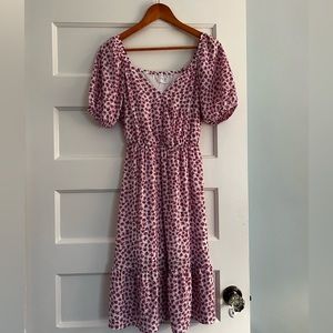 Purple floral midi dress